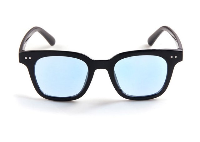 大人気 サングラス 黒フレーム 透明青 丸メガネ 風 新品 Glass Store