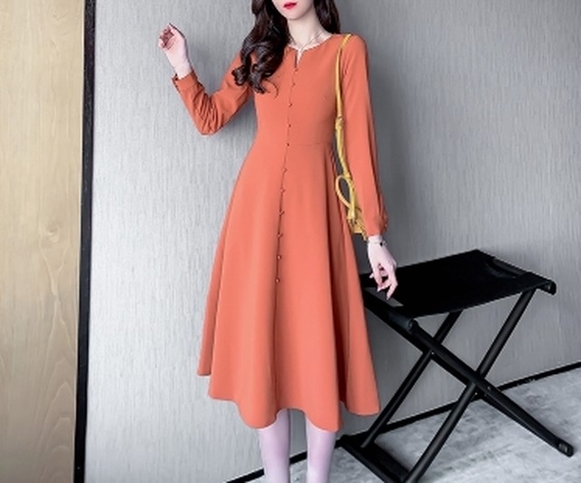 シンプルワンピース長袖 Kazzu