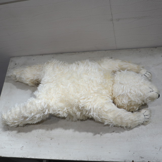 くったり寝そべり白くまちゃん ぬいぐるみ ビーズクッション 抱きまくら テディベア グラスアイ 古着屋 Sputonic