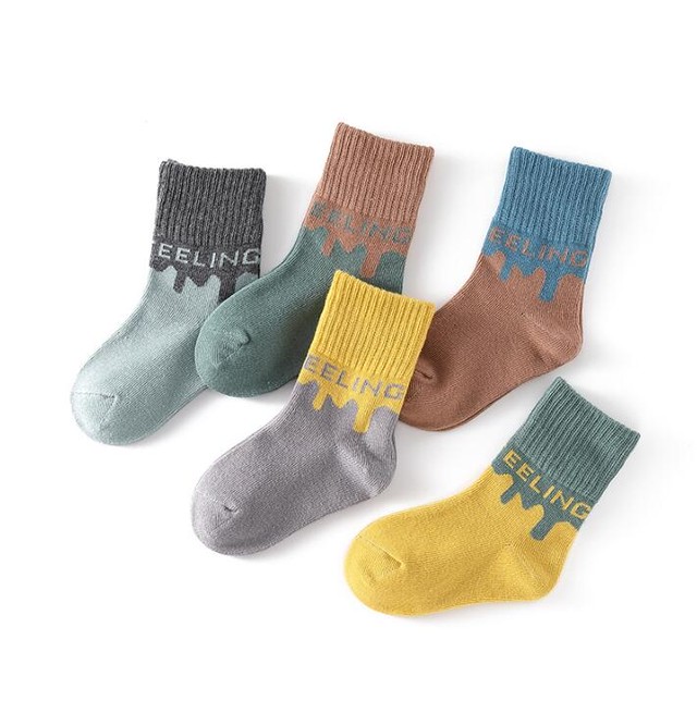 男女兼用 5枚セット ソックス 靴下 おしゃれ 秋 冬 5色 Dyh海外子供用品
