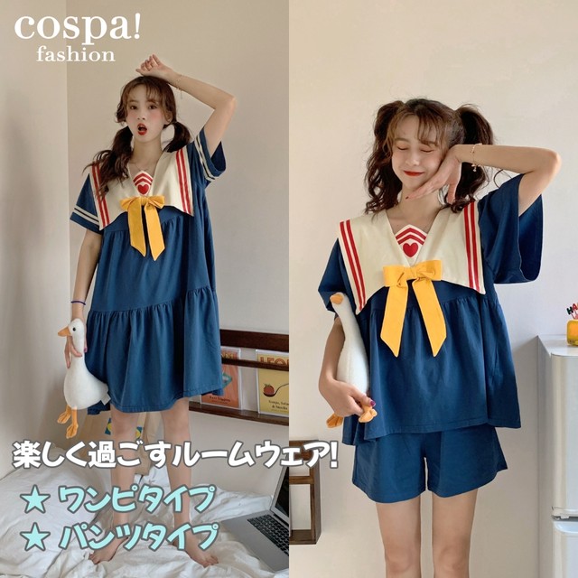 ルームウェア 部屋着 セットアップ ワンピース スカート ショートパンツ 韓国 かわいい ゆったり コスプレ Cospa Fashion