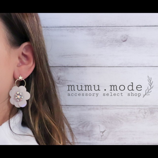 値下げ Sale Aurora Flower Pierce オーロラ 花 星 ストーン スワロ 大きい ピアス キラキラ Kazu Photo