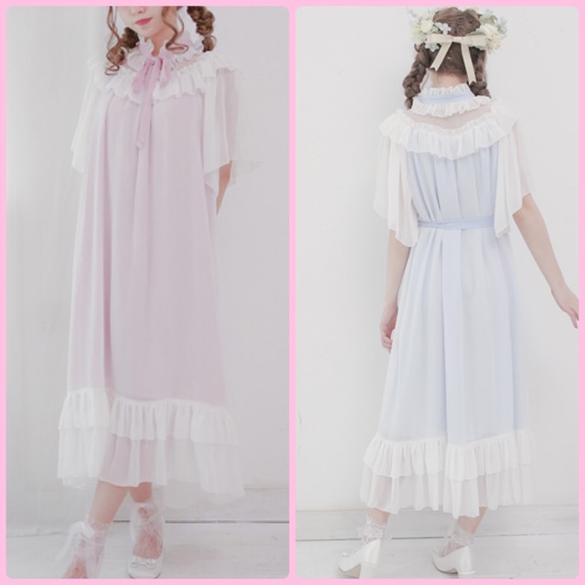 ピンク3点のみの販売 水色 ピンク パステルカラー ブラック リボン ベルト 黒 ワンピース フリル 姫 原宿 プリンセス 可愛い ホワイト 白 レース シフォン Loveysmileshop