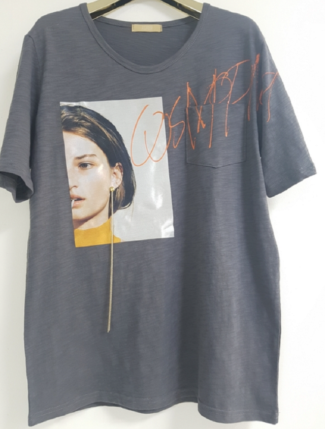 プリントtシャツ オシャレなtシャツ レディースtシャツ ゆらゆら揺れる立体イヤリングが可愛いtシャツ Milkyjiji