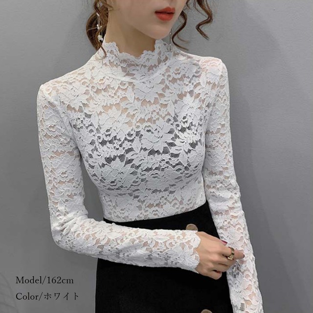 刺しゅうレース 長袖 トップス 透け感 ブラウス 総レース カットソー レディース 花柄 シースルー ハイネック トップス エレガント セクシー ネット通販 購入 激安 10代 代 30代 40代 春 夏 秋 Roprot ロプロット ファッション レディースアパレル販売 ギフトショップ
