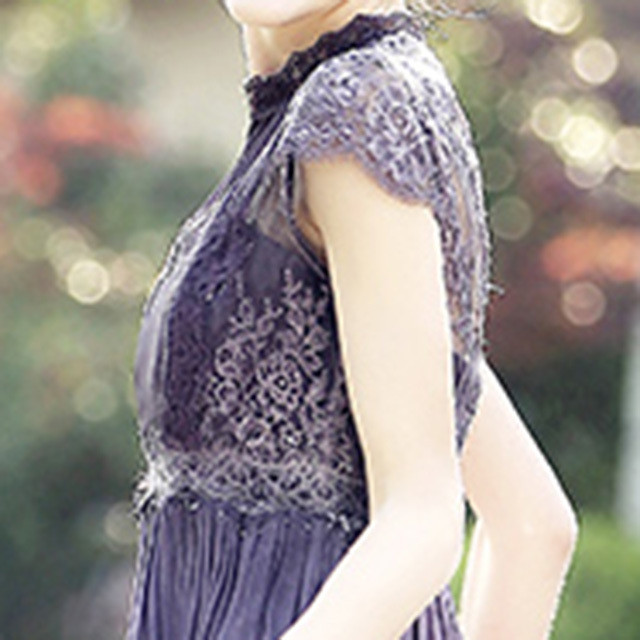 花柄 ファンレース ミディアムスカート ミモレ丈 半袖 ハイウエスト フォーマルワンピース レディース フォーマル 結婚式 お呼ばれ ドレス 代 30代 二次会 ワンピース パーティー ドレス Aeka Clothet Partydress