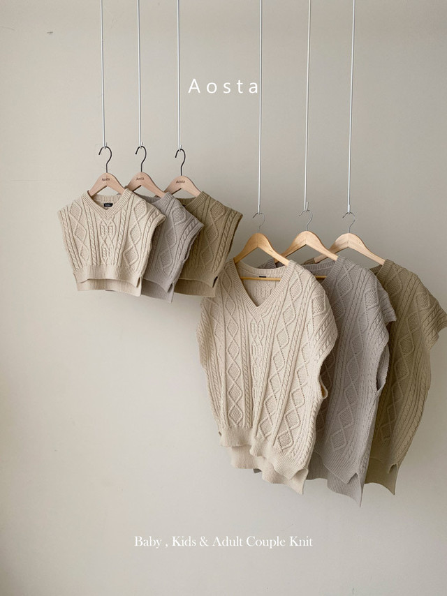 即納 ママサイズ Tweed Knit Vest With Mom 韓国子供服 ケーブルニットベスト Aosta こどもふく Select Shop Yourcloset 韓国子供服 海外子供服