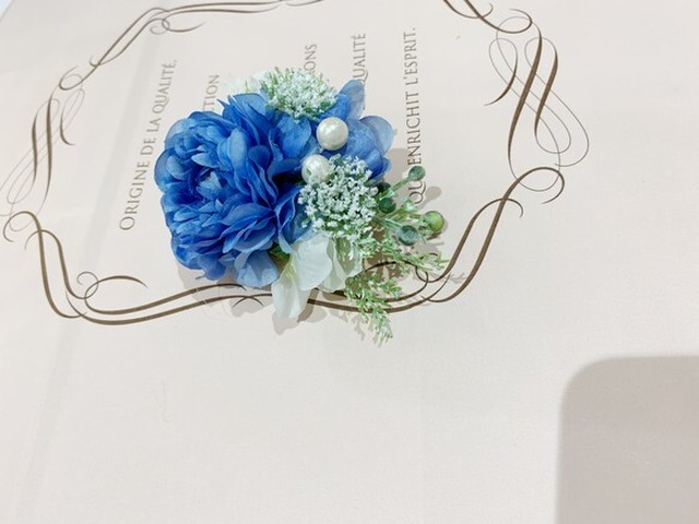 アーティフィシャルフラワーコサージュand髪飾り２way ブルー Dream Of Rose