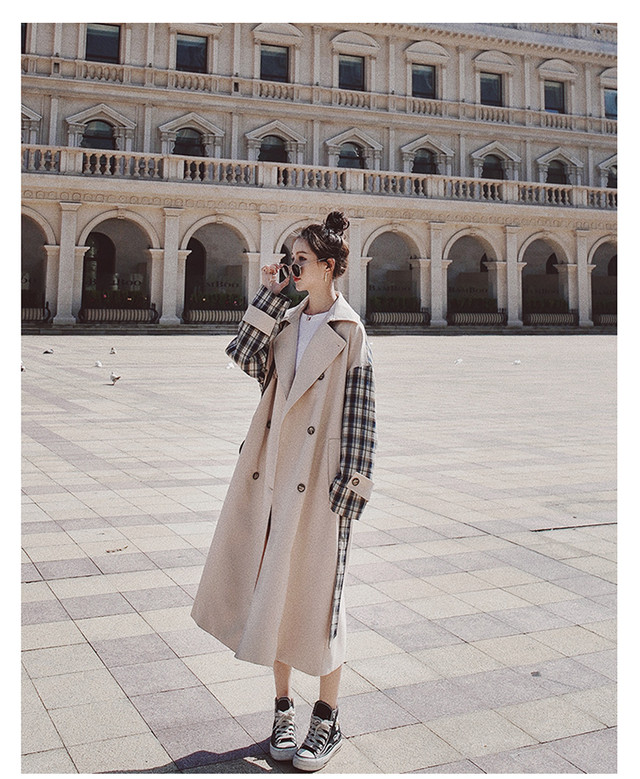 チェックカラー ハンサムトレンチコート レディース きれいめ コート アウター トレンチ ロング カジュアル 代 30代 40代 50代 春 秋 冬 送料無料 ロング丈トレンチコート 韓国レディース キッズファッション Londonbridge ロンドンブリッジ