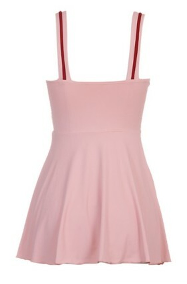 水着 レディース 水着レディース ワンピース キャミソール バイカラー Aライン パンツ付 2点セット ピンク レッド Yahauc Ms 0187 Luzly