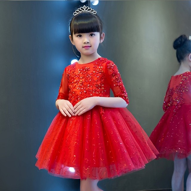 子供ドレス ワンピース 100 160cm スパンコール チュール ショート 刺繍 結婚式 リングガール 女の子 演奏会 ピアノ 七五三 卒園式 入園式 入学式 K0007 Kireina Dress キレイナ ドレス