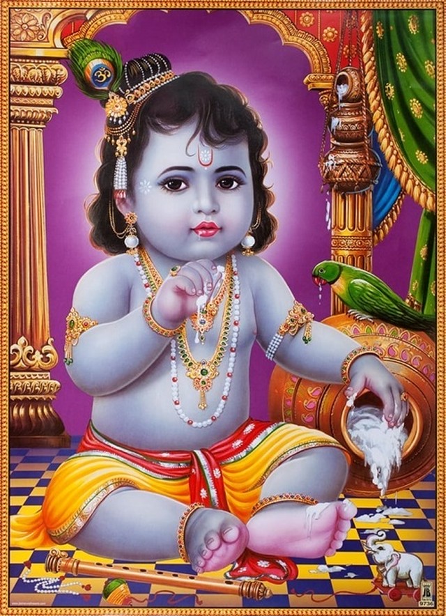 インドの神様 クリシュナ神 幼少期 お守りカード 008 India God Krishna Childhood Small Card Charm インド風水アイテムのｐｒａｎａ