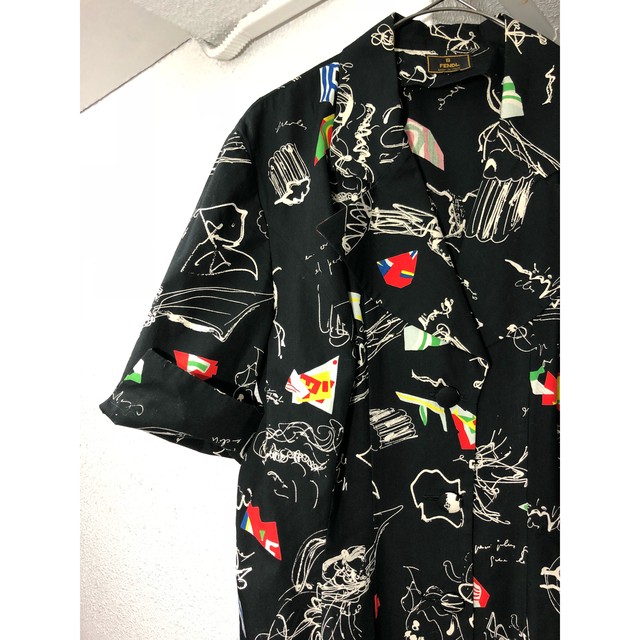 1970s Fendi Vintage Onepiece フェンディ ヴィンテージ ワンピース 柄 黒 70年代 Yaiya Vintage Collection