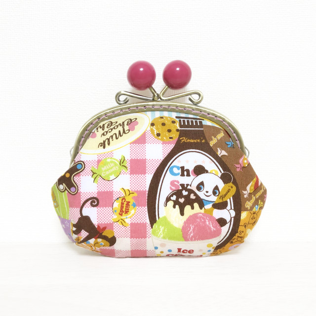 送料無料 あめ玉がまぐちポーチ Sweetsパンダちゃん Pin9kaeru東京アトリエ
