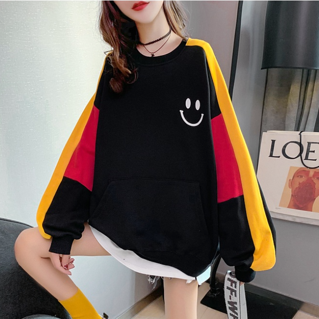 Tops 韓国系ゆったり切り替え大人可愛いパーカー合わせやすい3色 Nanastyle Tops 韓国系ゆったり切り替え大人可愛いパーカー合わせやすい3色 Nanastyle