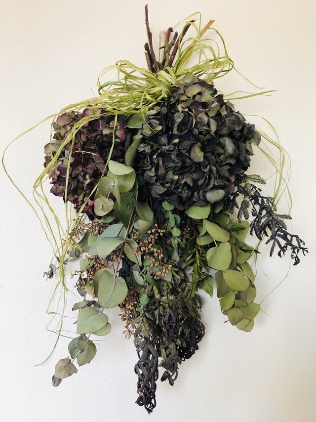 ユーカリとアンティークアジサイのスワッグ Lookupsendai