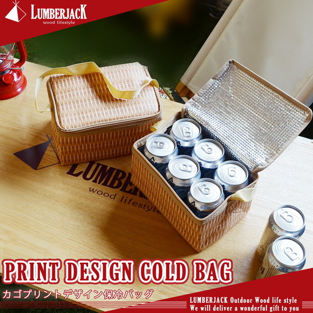 Lumberjack アウトドア カゴバッグ風プリントクーラーバッグ ピクニック q バーベキュー 保冷 保温 キャンプ ランバージャック キャンプ用品 ランバージャック Lumberjack
