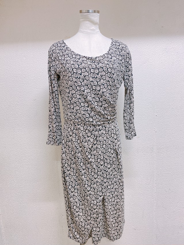 マックスマーラ 長袖ワンピース 黒 ベージュ 花柄 Max Mara Uta