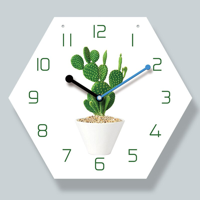サボテン イラスト ナチュラル ホワイト グリーン 時計 インテリア Clock クロック 壁掛け ウォール ウォッチ オシャレ Clock Flog