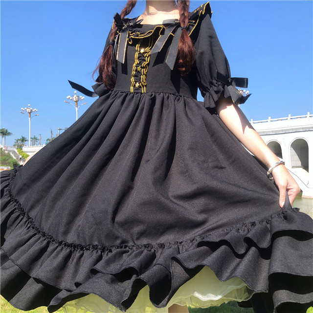 Lolita Op Dress ロリータワンピース ロリィタ お茶会 撮影 Cosplay イベント クラロリ ブラック フリル Mintcat