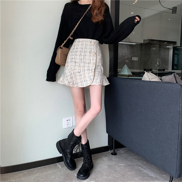 大人かわいい ツイードスカート ミニスカート スカート レディース フェミニン 清楚系 きれいめ フリル サイドボタン デート 女子会 Ptnym3409 Shop Suba
