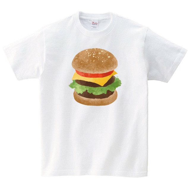 食べ物 Tシャツ ハンバーガー メンズ レディース 半袖 ゆったり おしゃれ トップス 白 30代 40代 プレゼント 大きいサイズ 綿100 160 S M L Xl デザインtシャツ通販サイトのshortplate ショートプレート