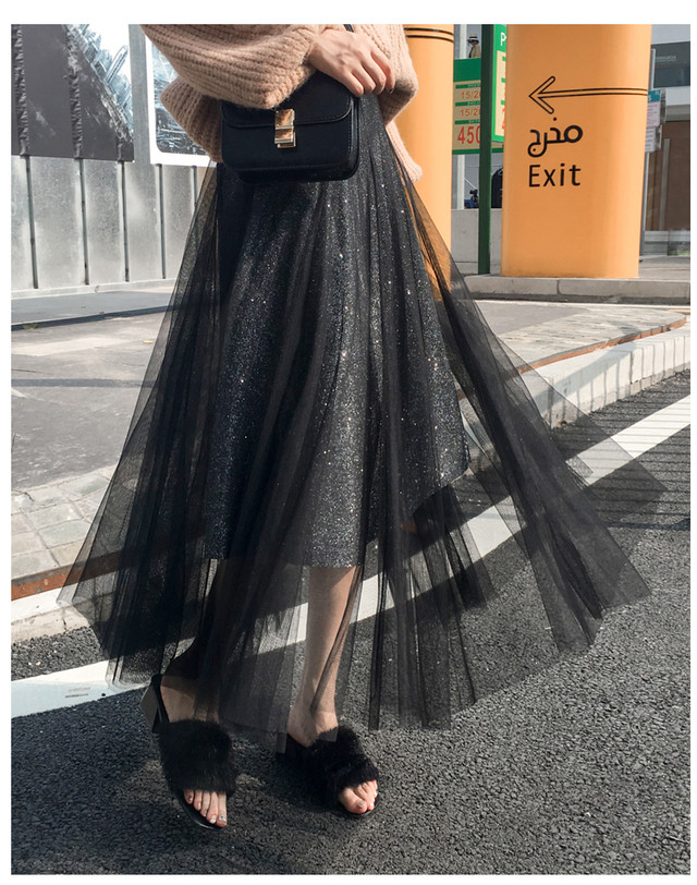 キラキラ ロングスカート シフォンスカート シースルー レディース フェミニン 夏 ガーリー レトロ エレガント 可愛い 10代 代 Ptnym3024 Shop Suba