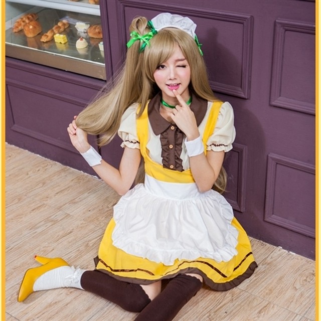 イエロー色 アイドル風 メイド服 コスプレ衣装 7811 Ailly Select コスプレ コスチューム ハロウィン衣装