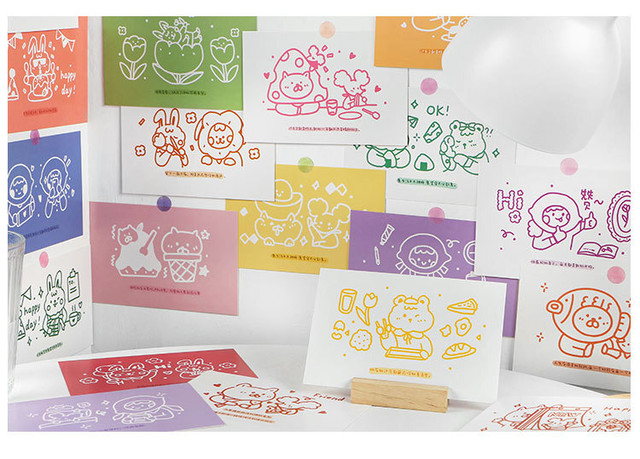 P245a 可愛いあなた 可愛らしい女の子と動物たち ハガキ ポストカード 30枚 Cherish365 Zakka