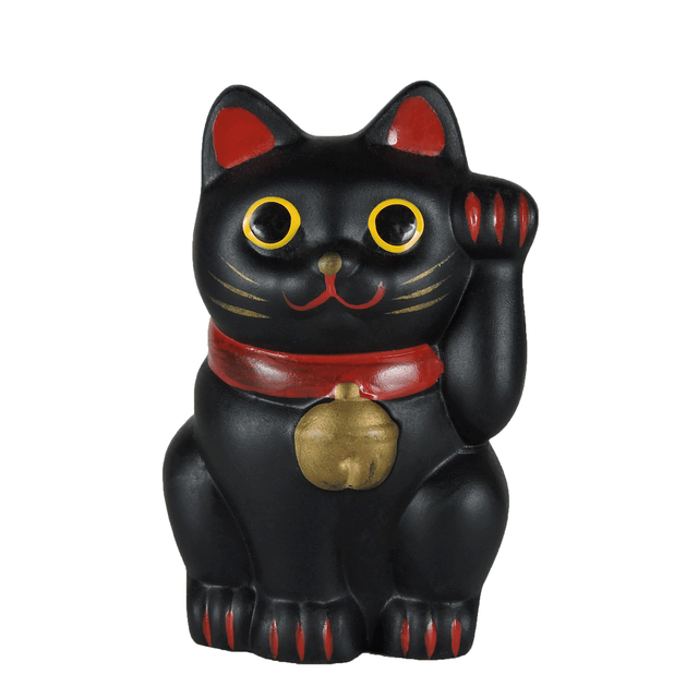 古壺 黒招き猫 中 縁起家 古壺