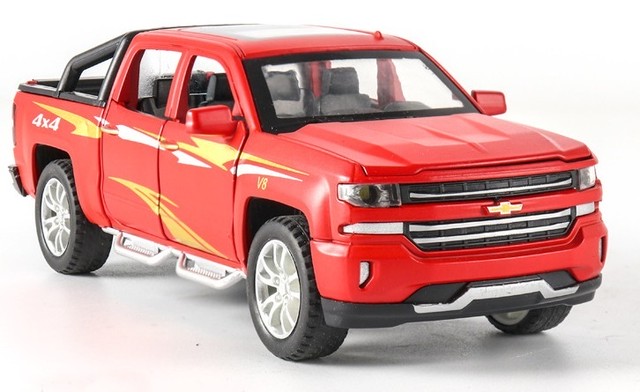 送料無料 1 32 シボレー シルバラード Chevrolet Silverado ピックアップトラック 赤 レッド ミニカー ダイキャストカー モデルカー 人気 Hachinohe Base 1518