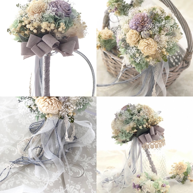 結婚式 前撮り ウェルカムスペース 二次会 ブライダルブーケ フルセット Hina Wreath Sis