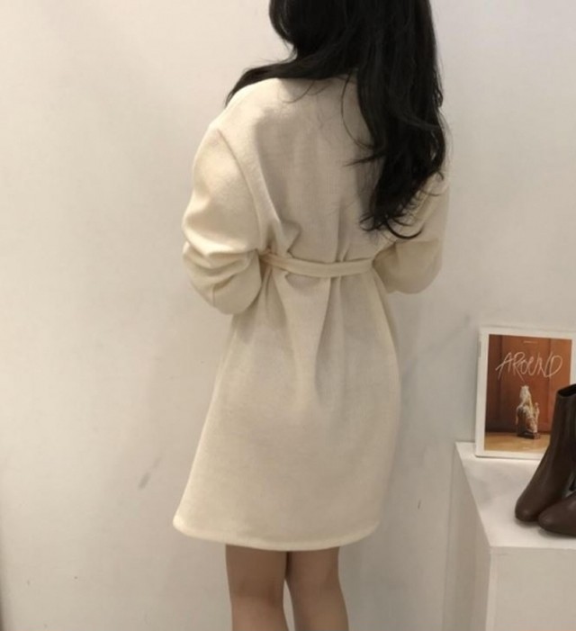 ミニワンピース ミニワンピ レディース タートルネック ニット ミニ丈 ワンピース ワンピ ベルト付き 長袖 韓国 トレンド 春新作 春 春色 春服 春sale ゆったり ミニワンピース ミニワンピ Leaflower 001 リーフラワー レディースファッション専門店