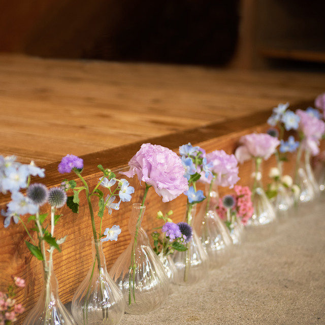 ミニガラスベースディスプレイ円 Be京都 フラワーデザイナー 作品展のためのお祝い装花 Buybybe