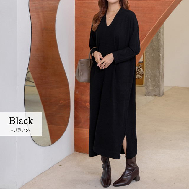 メール便 サイドスリットニットワンピース Tops1573 Day Closet