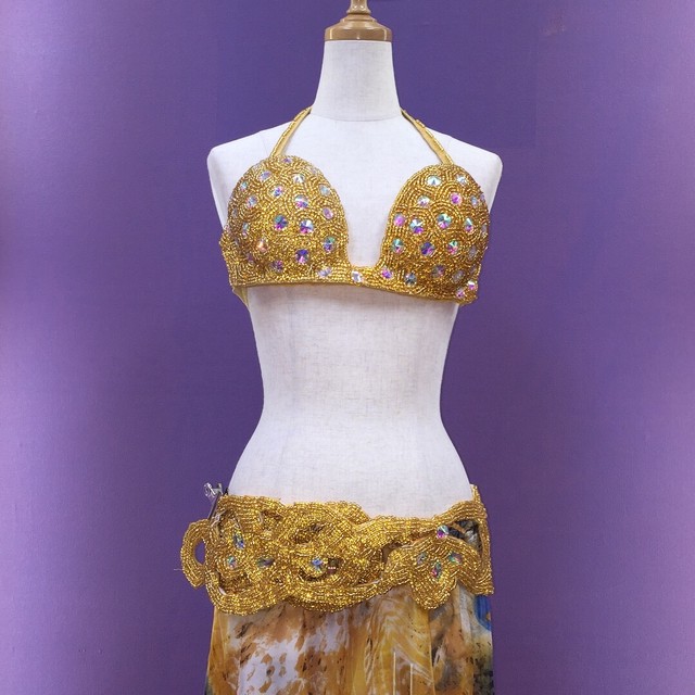 ベリーダンス衣装 ゴールド ブラベルトスカートセット Shamirajapan