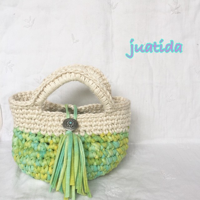 手染めズパゲッティのマルシェバッグ Juatida Handmade