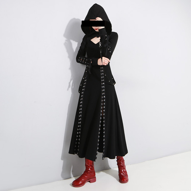 Black ノースリーブ スリット カジュアル Gothic ロングワンピース パンク ロック ファッション ヴィジュアル系 ファッション ライブ 黒 ブラック マキシ丈ワンピース Dm17 Top Mode