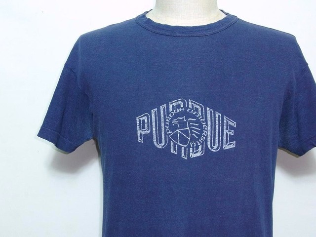 1960 S Southern Athletic Purdue大学カレッジプリント100 コットンtシャツ ネイビー 実寸 M位 Magnolia Webstore