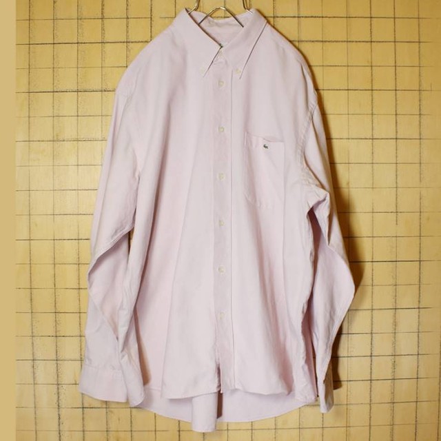 ビッグサイズ フランス企画 フレンチラコステ Lacoste 長袖 ボタンダウン シャツ ピンク メンズxl 無地 ヨーロッパ古着 0226ss55 古着屋ataco Garage