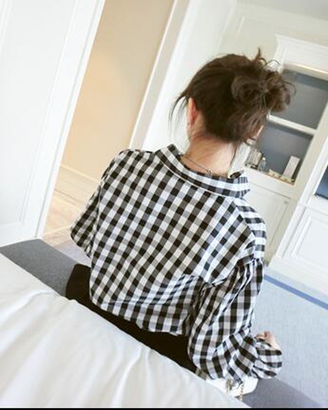 レディース 春の新作 ギンガムチェックシャツ ボリューム袖 レディース 8line Mart