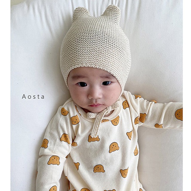 即納 Bear Knit Hat 韓国子供服 帽子 くま耳ボンネット ニット帽 Aosta こどもふく Select Shop Yourcloset 韓国子供服 海外子供服