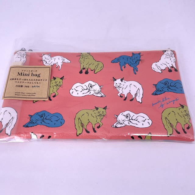 【made blue/峰雪mineyuki】フラットポーチ / Mini bag「Retro pop Fox」