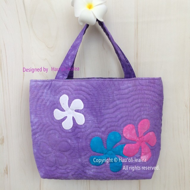 プルメリアのトートバッグ アヌエヌエ虹 ハワイアンキルト キット Hau Oli Lealea