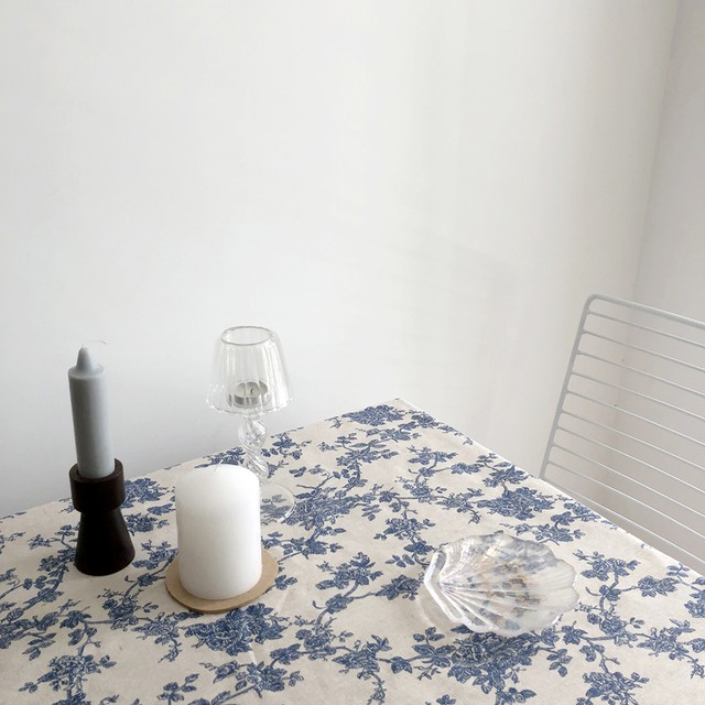 ブルーローズ柄テーブルクロス 473 Luluchu