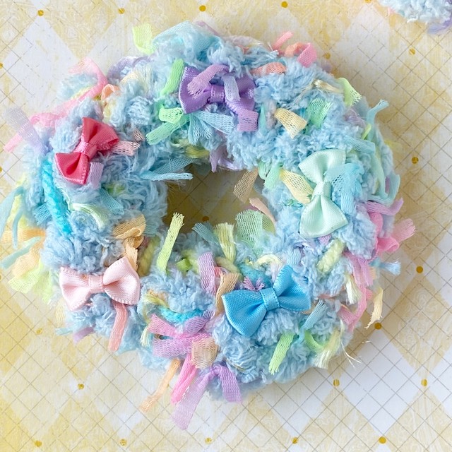 もこもこ シュシュ 青系 きらきら Carnival