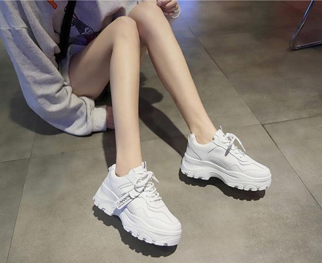 大人気 新作 大人気 売れ筋 厚底ダッドスニーカー 厚底 韓国ファッション かわいい 大きいサイズ ホワイト B I J