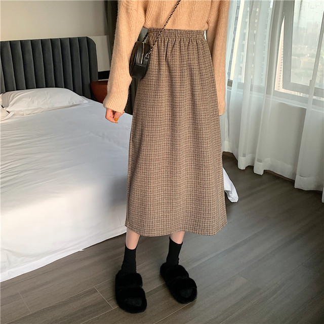 チェックロングスカート