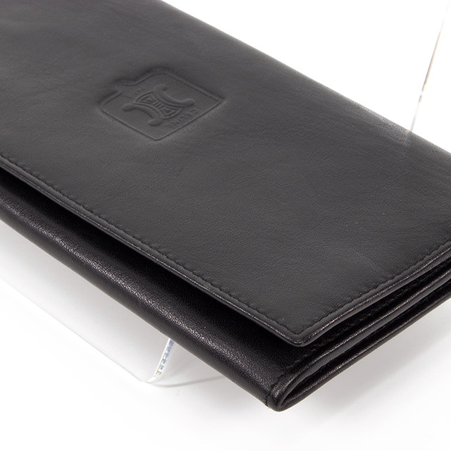 限界価格 送料無料 美品 Celine セリーヌ 長財布 二つ折り財布 マカダム柄 人気 綺麗 女性 メンズ 男性 黒 ブラック C076 Lexead レクシード