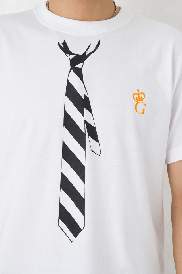 だまし絵 ネクタイ Tシャツ 半袖 ホワイト Tシャツ通販のgracious Ground